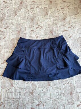 Athleta Womens Sweetness Tiered Ruffle Skirt Tennis Skort Shorts Blue - Small